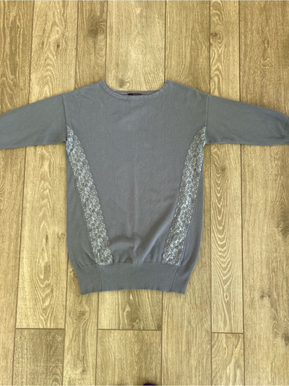The Limited Blue Tunic Style Sweater with 3/4 Sleeves